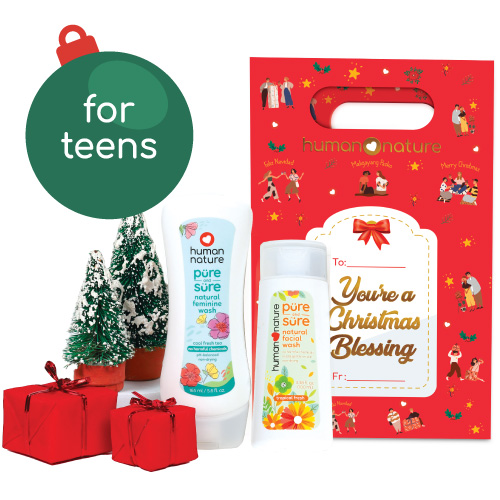 Gift young women a starter kit with Pure and Sure Tropical Fresh Facial Wash and Feminine Wash Cool Fresh Tea for genuinely natural and refreshing care.