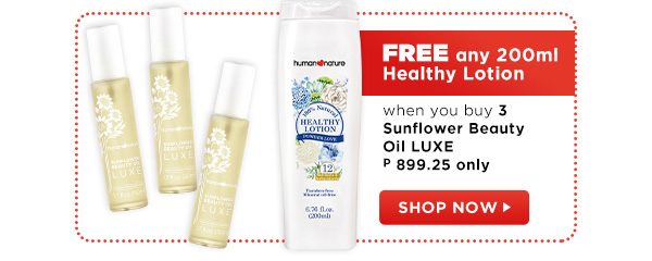FREE Healthy Lotion 200ml when you buy 3 Sunflower Beauty Oil LUXE