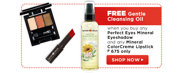 FREE Gentle Cleansing Oil when you buy Mineral Eyeshadow and Mineral ColorCreme Lipstick