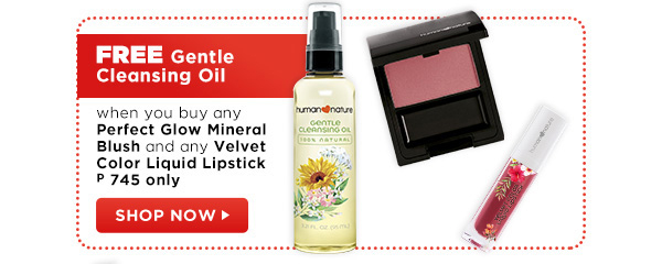 FREE Gentle Cleansing Oil when you buy Mineral Blush and Velvet Color Liquid Lipstick