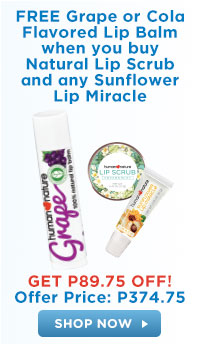 FREE Grape Flavored Lip Balm when you buy Natural Lip Scrub and any Sunflower Lip Miracle