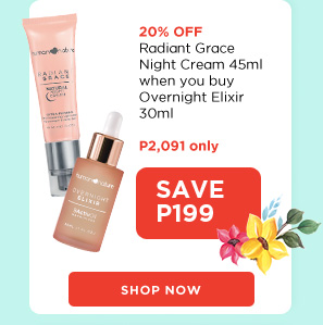 20% OFF Radiant Grace Night Cream 45ml when you buy Overnight Elixir 30ml