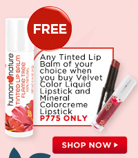 FREE Tinted Lip Balm when you buy Velvet Color Liquid Lipstick and Mineral ColorCreme Lipstick