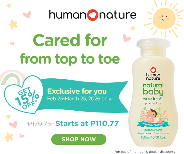 Cared for from top to toe.  Get 15% Off on Human Nature Natural Baby Oil just for you.