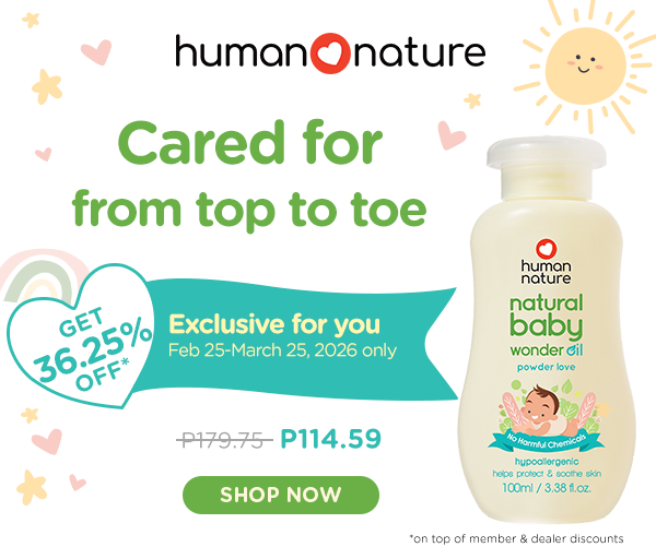 Cared for from top to toe.  Get 36.25% Off on Human Nature Natural Baby Oil just for you.