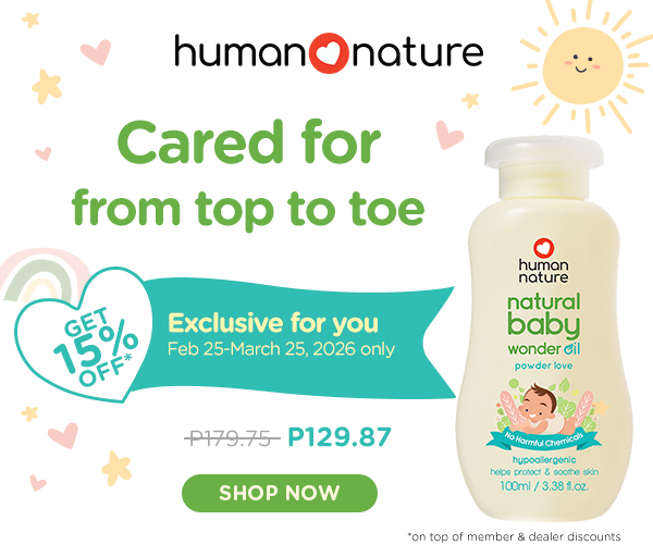 Cared for from top to toe.  Get 15% Off on Human Nature Natural Baby Oil just for you.