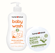 Natural Baby Wash 490ml and Natural Nappy Cream