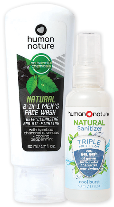 50ml Men's Oil-Fighting Face Wash + 50ml Spray Sanitizer - Cool Burst