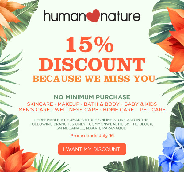 15% discount because we miss you.
