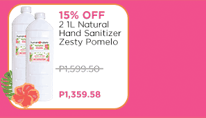 15% Off 2 1L Natural Hand Sanitizer Zesty Pomelo