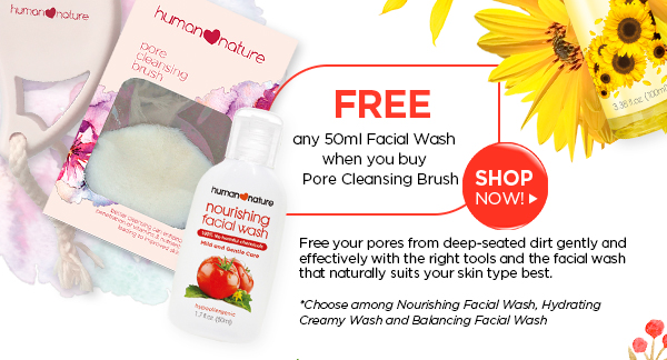 Get a FREE 50ml Facial Wash* when you buy a Pore Cleansing Brush