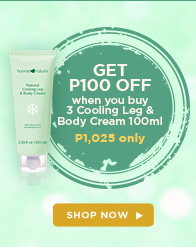 GET P100 OFF when you buy 3 Cooling Leg & Body Cream 100ml