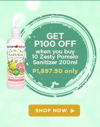 GET P100 OFF when you buy 10 Zesty Pomelo Sanitizer 200ml