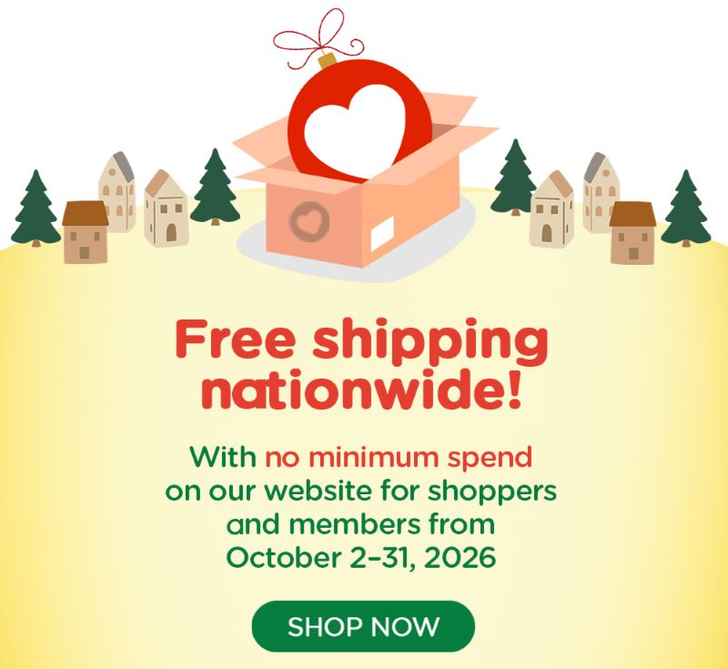 Free Shipping Nationwide with no minimum spend!